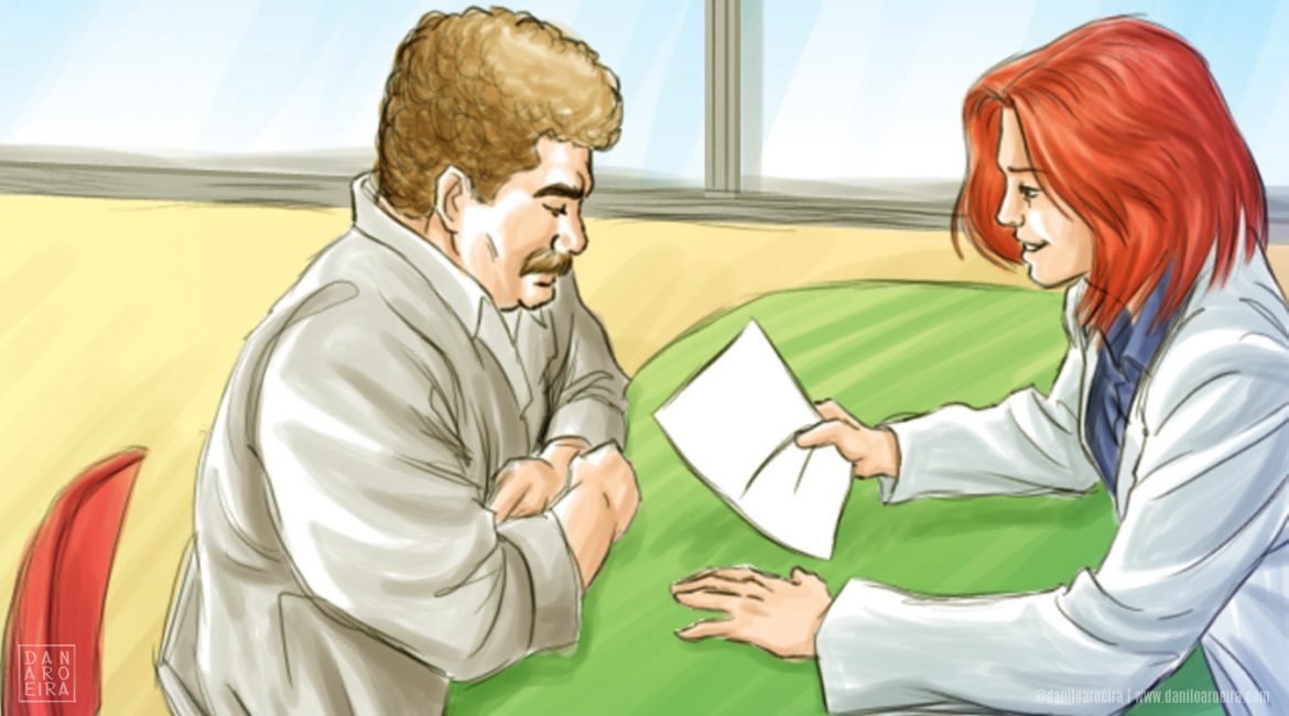 Paciente em consulta com médica, por Danilo Aroeira