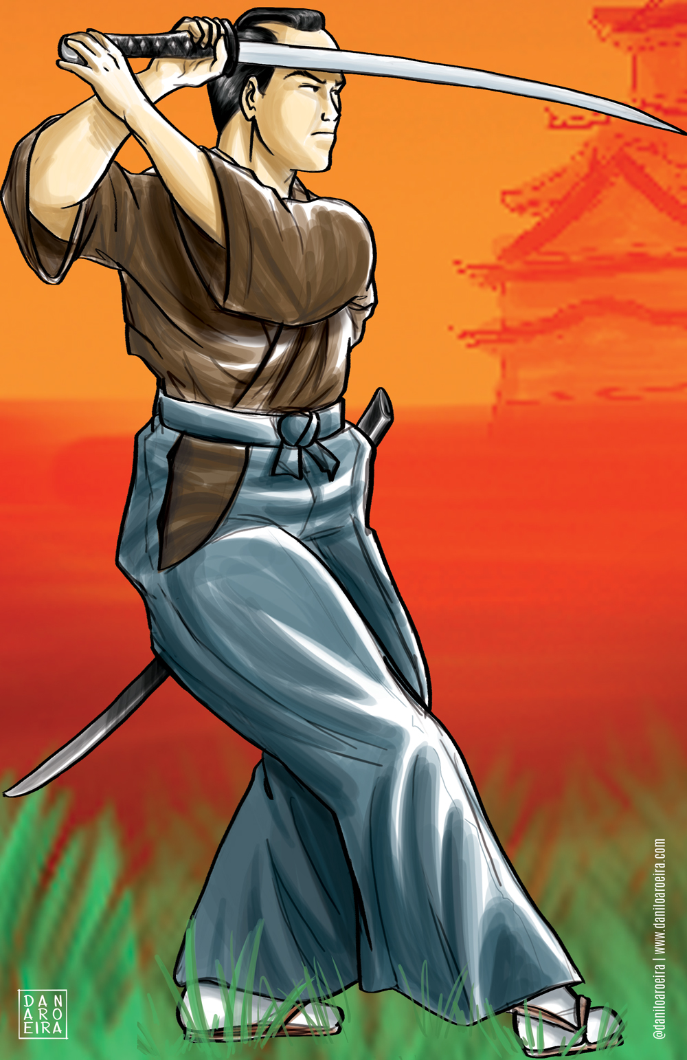 Samurai empunhando Katana, by Danilo Aroeira