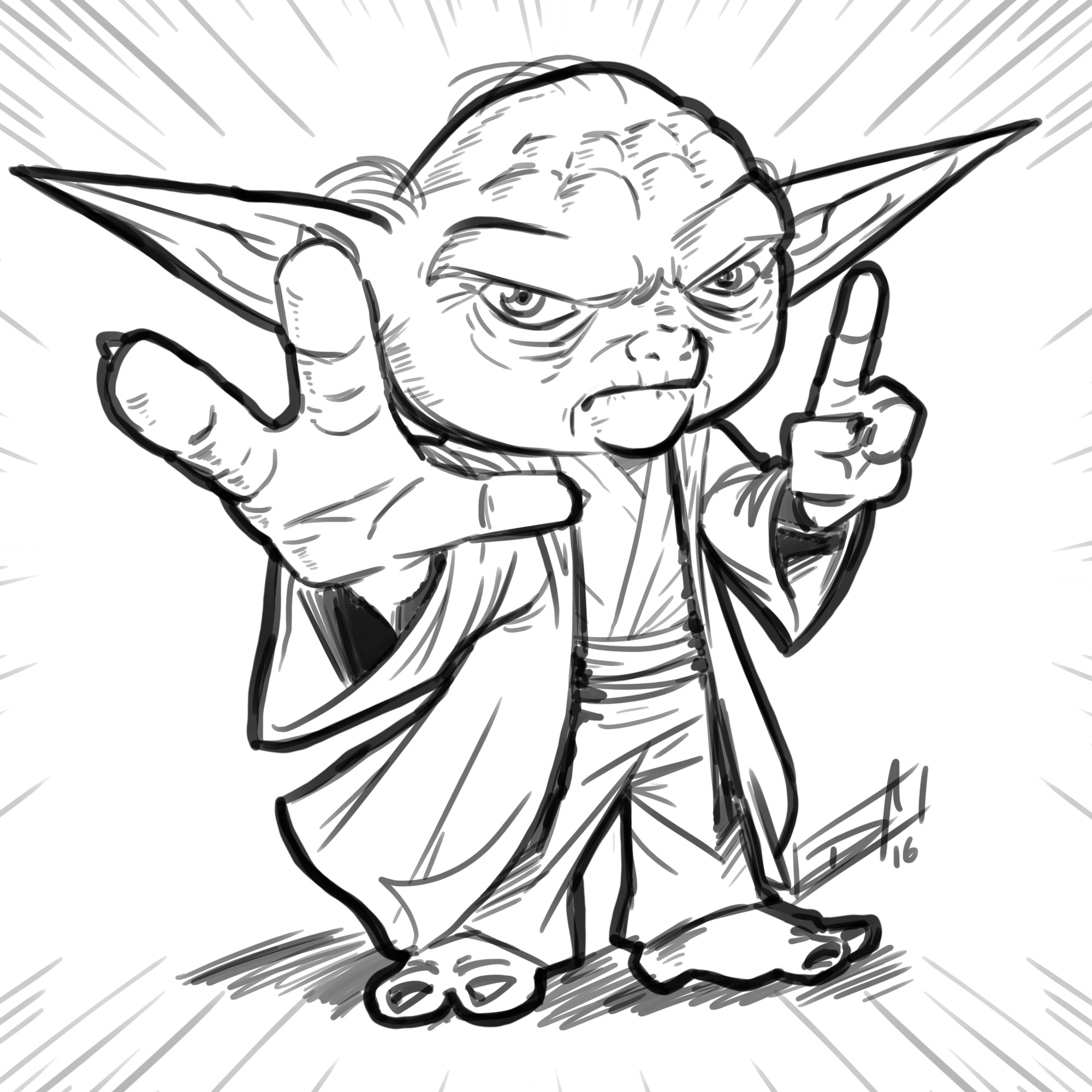 Master Yoda - sketch by Dan Arrows